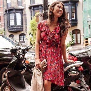 Maeve Red Floral Midi Dress